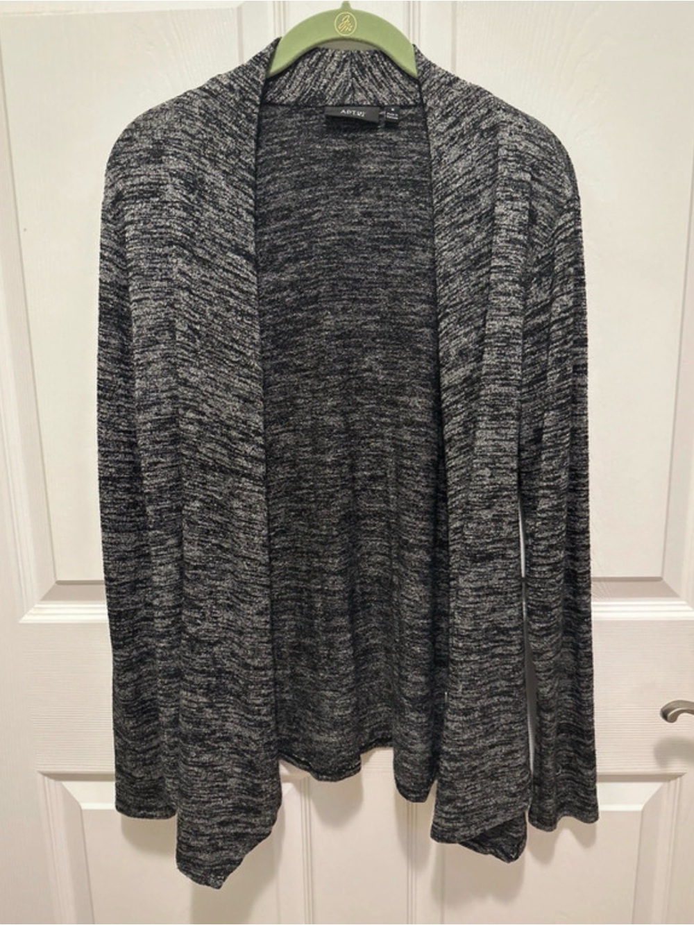 Apt. 9 Women's Open Drape Marled Black & Gray Cardigan